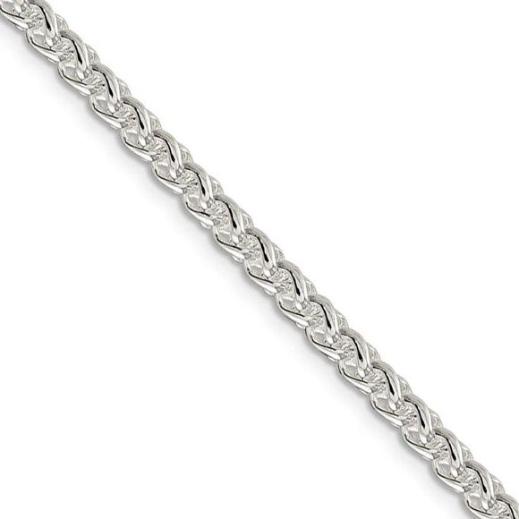 4mm Sterling Silver Round Solid Spiga Chain Necklace 16 Inch